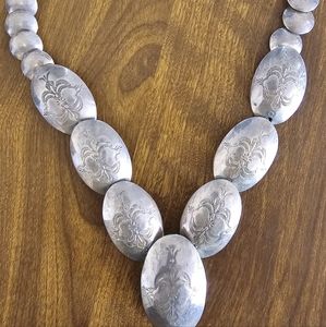 Vintage Native American Navajo AM Sterling Pillow Bead Necklace